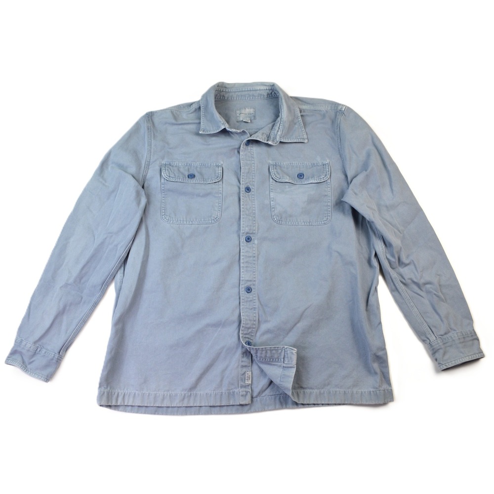 American Eagle Mens XL Blue Cotton Canvas Long Sleeve Button Down Utility Shirt